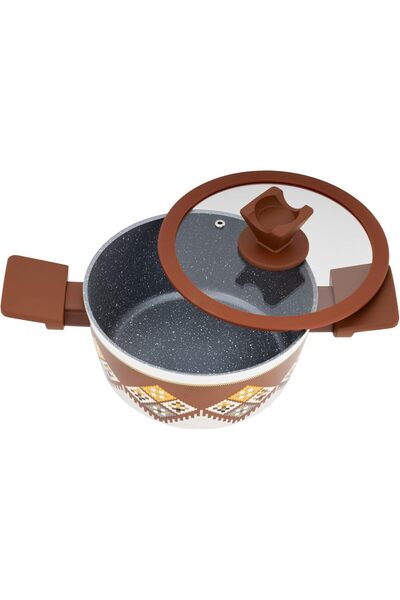 ALSAIF 8-pieces Cookware Set With Non-stick Marble Coating Technology, Glass Cover, Scratch Resistance