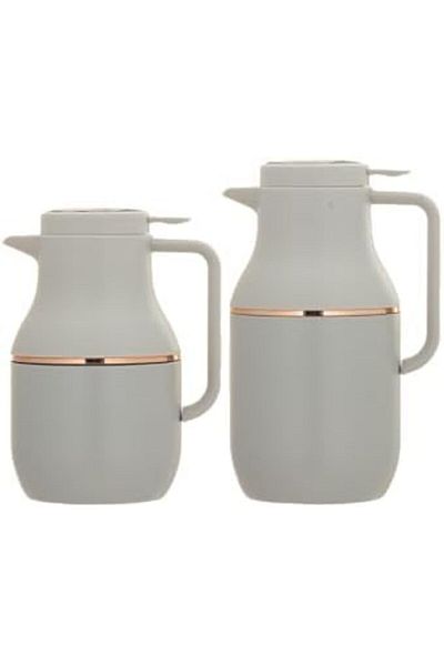 ALSAIF Lucia Vacuum Insulated Coffee And Tea Flask By Al Saif, Light Gray/gold, 1l/1.5l