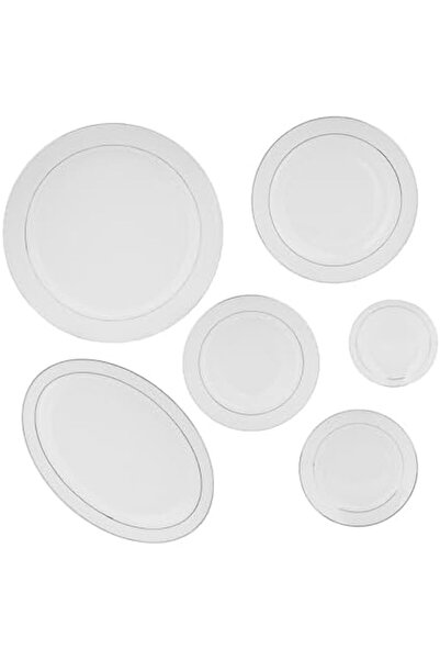 ALSAIF 52-piece Porcelain Dinner Set, Including Dinner Plates, Side Dishes, Pitcher And Cups White/silver