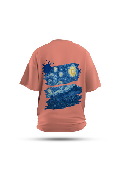 Zestia Tricou unisex, imprimeu pe spate Van Gogh Vibes, croială normală, 100%...