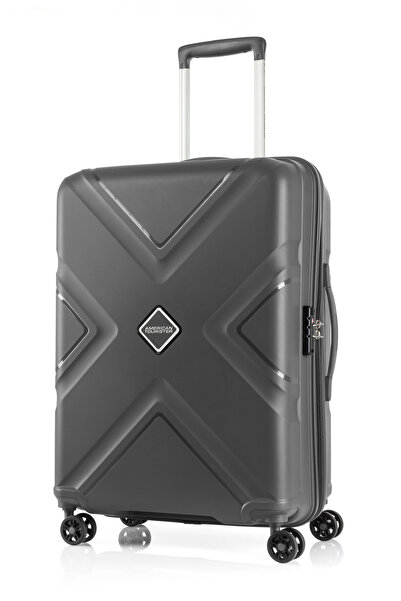 American Tourister عجلة كروس الصلبة 68 رمادية داكنة