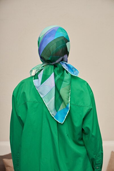 İpekhan Thin Viscosa Cotton Scarf Hand Stitched Etnic Flowers Geometric Pattern