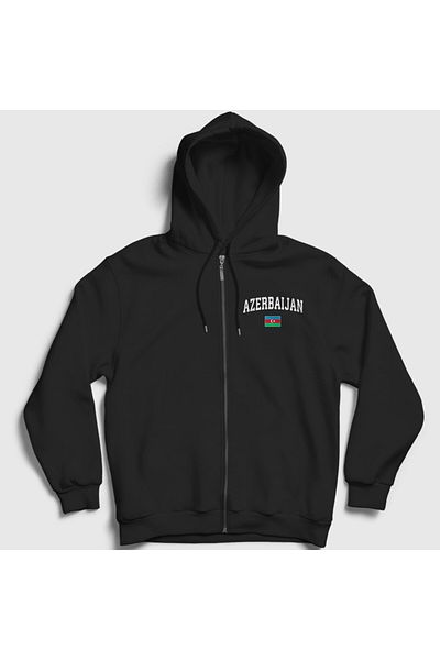 Presmono Φούτερ με κουκούλα με φερμουάρ Unisex Black Flag V2 Azerbaijan 536698 ττ