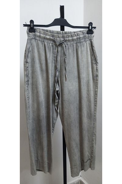 AKŞEN GİYİM Plus Size High Waist Summer Washed Thin Denim Fabric Ankle Length Gray Color Palazzo Jeans Pants