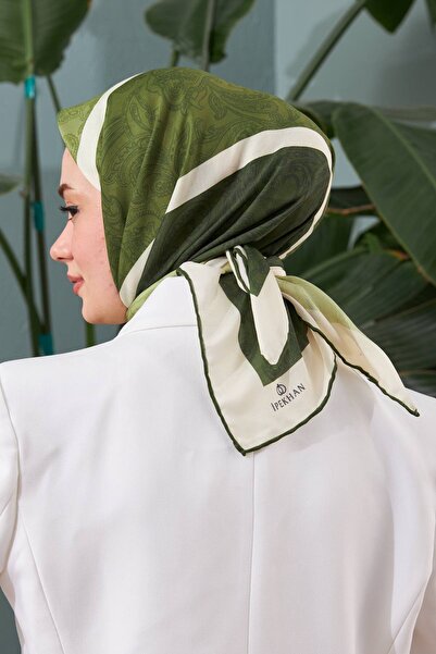 İpekhan Thin Viscosa Cotton Scarf Hand Stitched Etnic Flowers Geometric Pattern