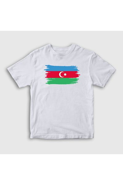 Presmono Tricou unisex pentru copii cu steag alb Azerbaidjan Azerbaidjan 536471 tt
