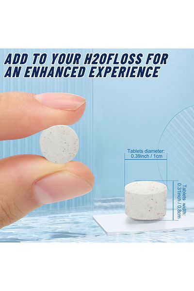 h2ofloss WaterFlosser Hydrating Tablets with H2ofloss Portable Oral Rinse Nozzle,Cinnamon (30 capsules)