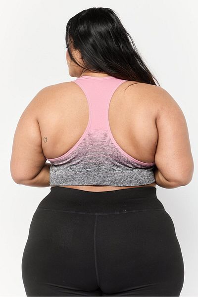 Puma Women Plus Size Brand Logo Padded Sports Bra, Old Rose/Black