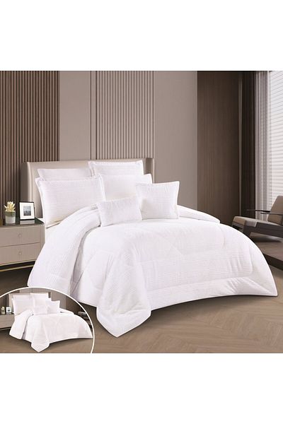 Levore Horse Fur and Velvet Winter Double-Sided Comforter Set with Durable and Soft Fabric and Heavy Filling, 8 Pieces, King Size