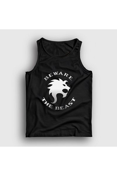 Presmono Unisex Black Beware the Beast in Black Tank Top 536727 Tt