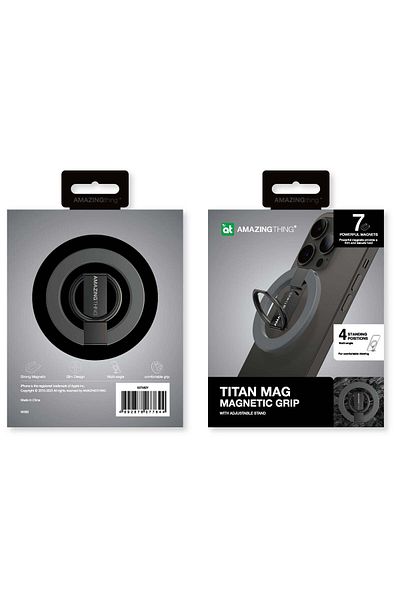 Amazingthing TITAN MAGNETIC PHONE RING WITH STAND SPACE GRAY