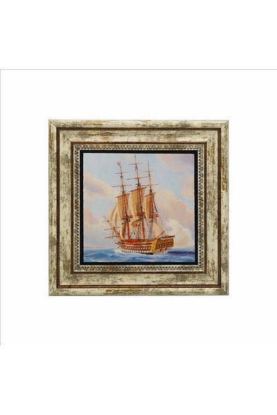 Sadrazam French Ship Official Printed Natural Stone Painting (25 X 25 Krg-132)