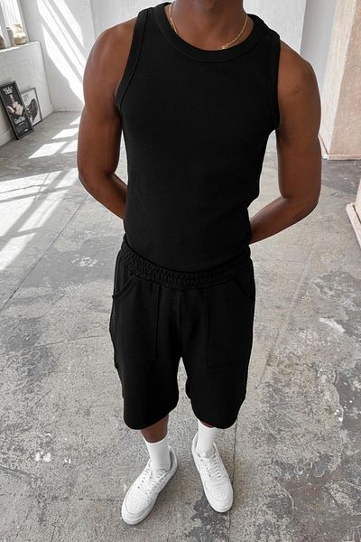 HAFKAGİYİM Black Cozy Basic Tank Top Lycra Premium Slim Ribbed Undershirt