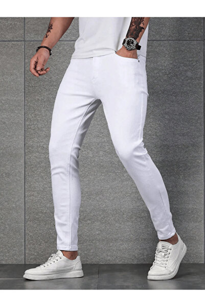 Cuqq Denim Blugi albi slim fit pentru bărbați