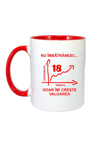 OEM Εξατομικευμένη κούπα με κόκκινη λαβή "... Μόλις μεγαλώνω, 18 χρονών", INO...
