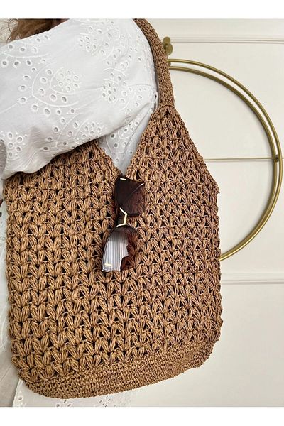 MESKSTORE Paper Rope Bag #   Bohemian Bag #   Hand Knitted Bag #   Lined and Snap Fastener Bag