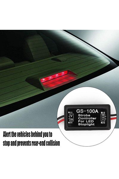 Avex Modul flash stroboscopic pentru lampă de oprire a frânei, sursă de alimentare 12V - 24V, mașină, motocicletă, camion