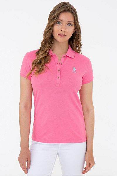 U.S. Polo Assn. Γυναικείο μπλουζάκι με ροζ γιακά πόλο