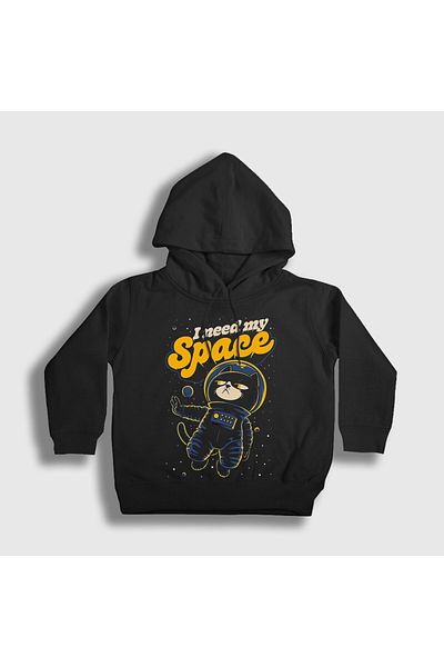 Presmono Унисекс детски черен суитшърт с качулка I Need My Space Cat Space Cat 538497tt