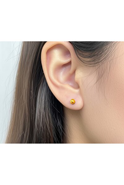 MUUN STORE Gold Renk 12'li (6 ÇİFT) Top Küpe Seti