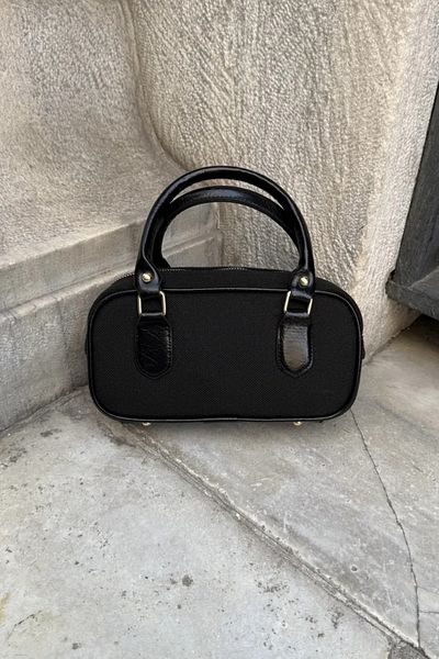 LEONAS Geantă de mână și de umăr pentru femei, cu detalii din piele artificială, Freya Negru-Negru