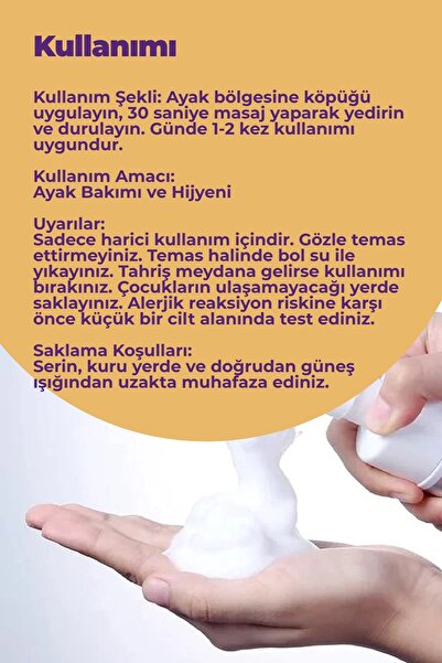 Dermocos Doğal Özlü Ayak Koku Giderici Köpük Şampuan 100 ml | Çay Ağacı & Nane Yağı İçerikli