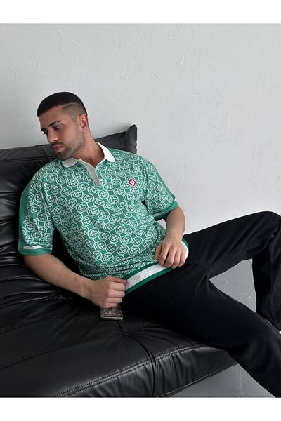 OYERGA MODA Ανδρικό μπλουζάκι με σχέδιο πόλο με λαιμόκοψη