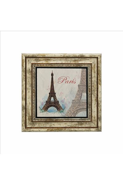 Sadrazam Eiffel Tower Printed Natural Stone Painting (25 X 25 Krg-1)