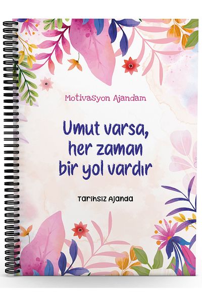 Testfen Yayınları Where There's a Will There's a Way-My Motivational Agenda-Dated Agenda (with Sticker and Emoji Addition)