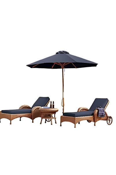 Ermiya 2 Adet Kaş Hidayet Koyu Şezlong Minderi 180*55*5m Cm Fermuarlı Yıkanır...