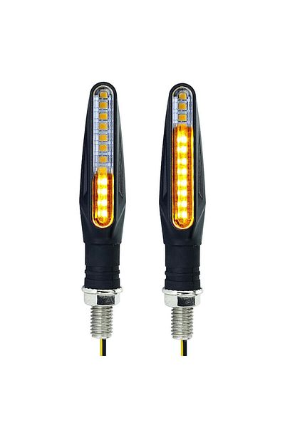 Avex Set de 2 lămpi de semnalizare secvențiale pentru motociclete, cu 2 funcții, poziție și semnalizare, avx-zd59b