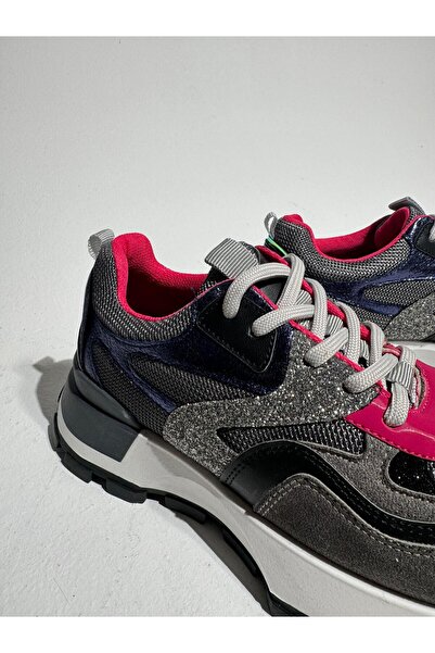 Eataly Shoes Pantofi Palma negru fucsia cu sclipici