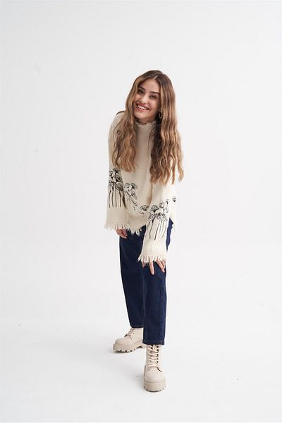 Eataly Shoes 210 Bej Bej Cizme de damă cu talpă zimțată cu fermoar