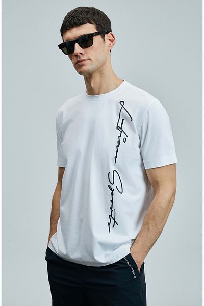 Lufian 111020231 Justin Modern Graphic Tee Tricou bărbați alb