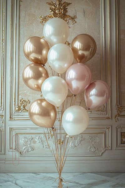 CUGY Gold Pink White Metallic Balloon 10 Pcs