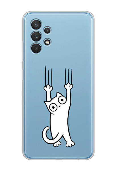 moonset Samsung Galaxy A23 Uyumlu Kedi Tasarımlı Baskılı Şeffaf Telefon Kılıfı