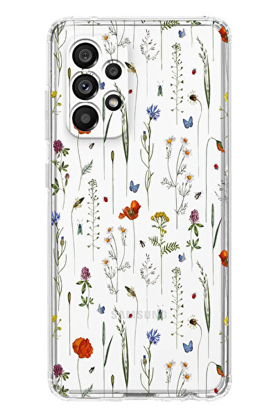 moonset Samsung Galaxy A52 Uyumlu Çiçekler Tasarımlı Baskılı Şeffaf Telefon K...