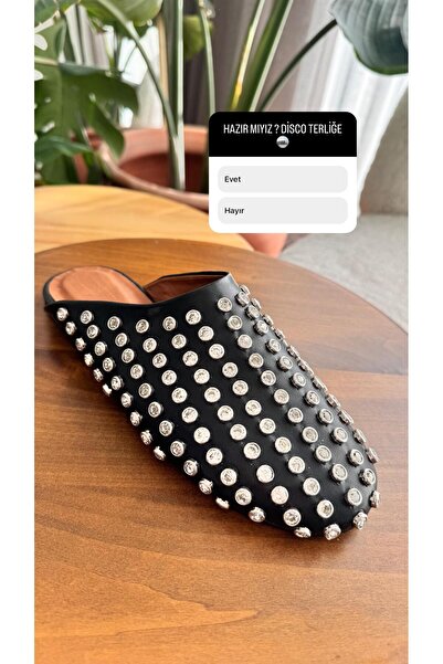 Eataly Shoes Black Staple Stone Disco Slippers