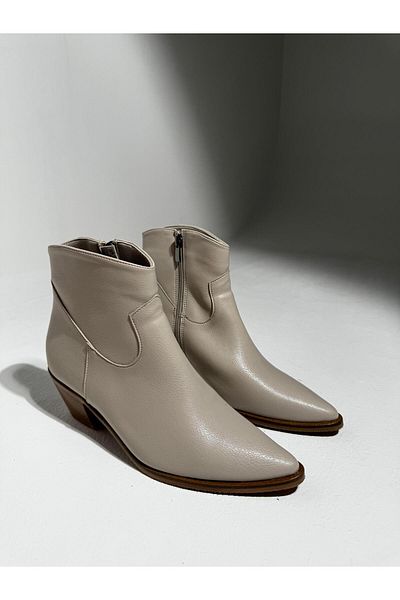 Eataly Shoes Cizme și ghete de damă cu detaliu snap-on din piele bej Nayis
