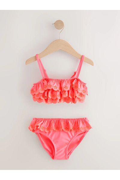 Next Baby Two Piece Pink /Orange Ruffle Swimsuit / Bikini Set Alyaj6227