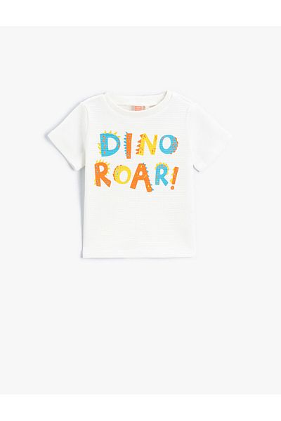 Koton Tricou imprimat, cu mânecă scurtă, cu decolteu, bumbac