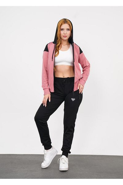 LF LAST FASHION Set de trening pentru femei Dusty Rose din 2 piese cu glugă