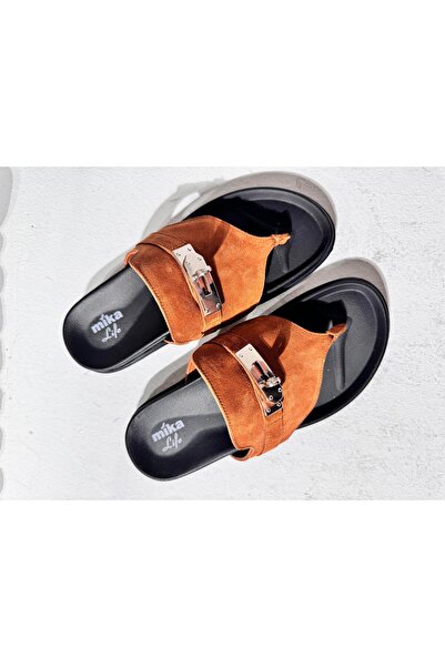 Eataly Shoes Camila Tan Suede Leather Flip Flops
