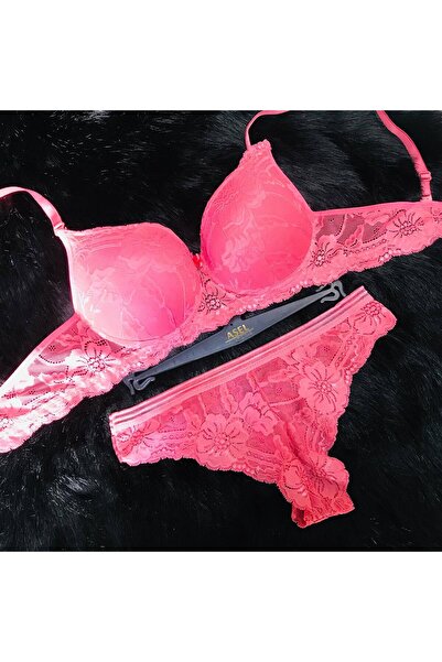 Asel Lingerie Kadın Bordo Dantelli Destekli Bralet Sütyen Takım