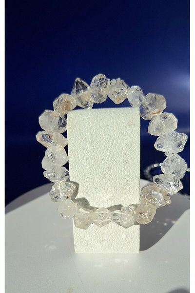 ERSOYDEMİRÖZDETAŞ Herkimer Quartz Double Pole Natural Stone Bracelet 10mm.