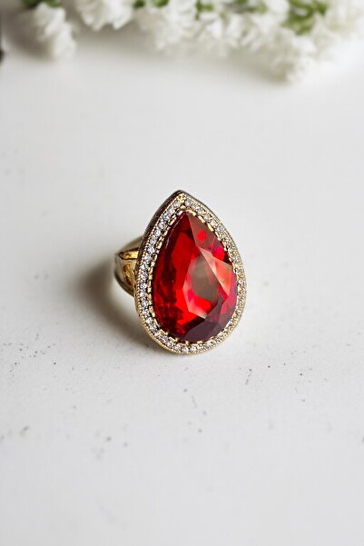 FAYRA ACCESSORIES حلقة قطرة الماء الكبيرة القابلة للتعديل مع حجر الزركون