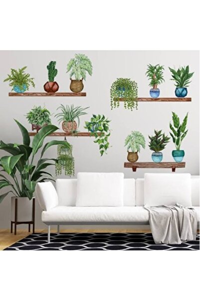 ForWhat Autocolant de perete cu design cu plante tropicale pentru decorarea b...