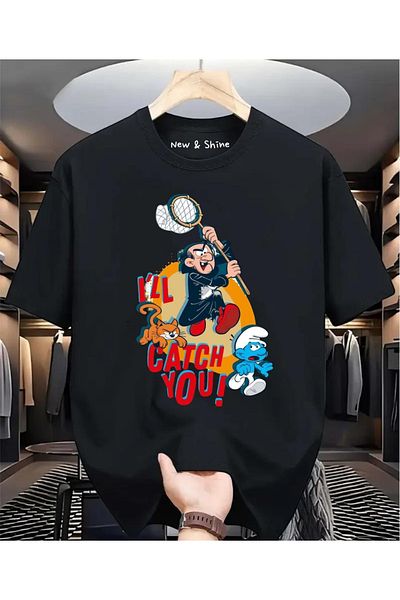 New Shine Μπλουζάκι με στάμπα Στρουμφ Gargamel μεγάλου μεγέθους