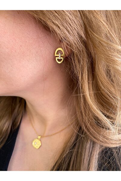 VELMORIA Çelik Kararmaz Paslanmaz Zirkon Taşlı Geometrik Tasarım Küpe