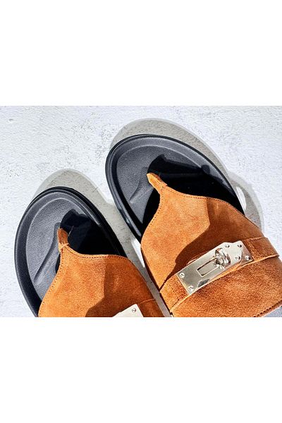 Eataly Shoes Flip-flops din piele Camila Tan